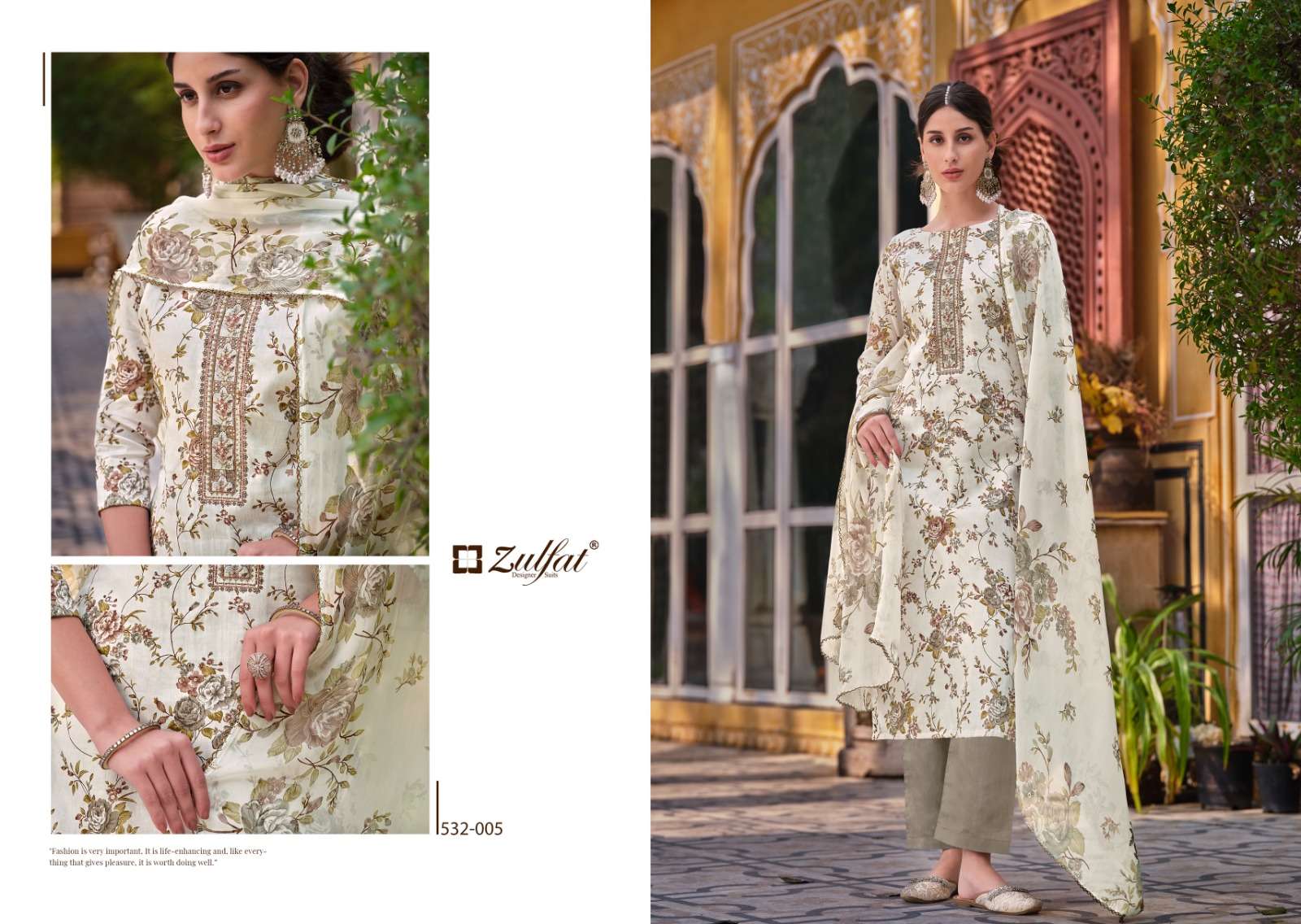 Zulfat Qainaat Jam Cotton Designer Dress Material Wholesale catalog