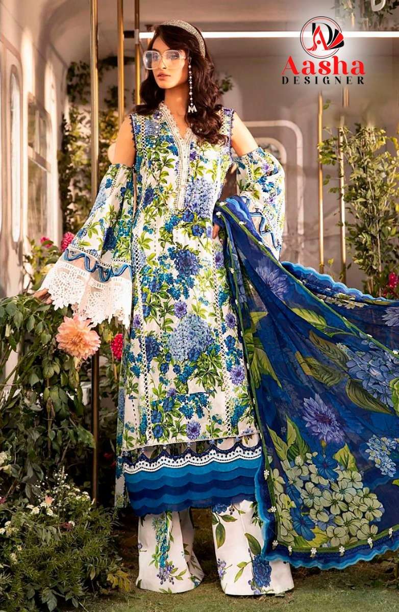 Aasha M Print Vol 9 Cotton Dupatta Pakistani Suit Wholesale catalog