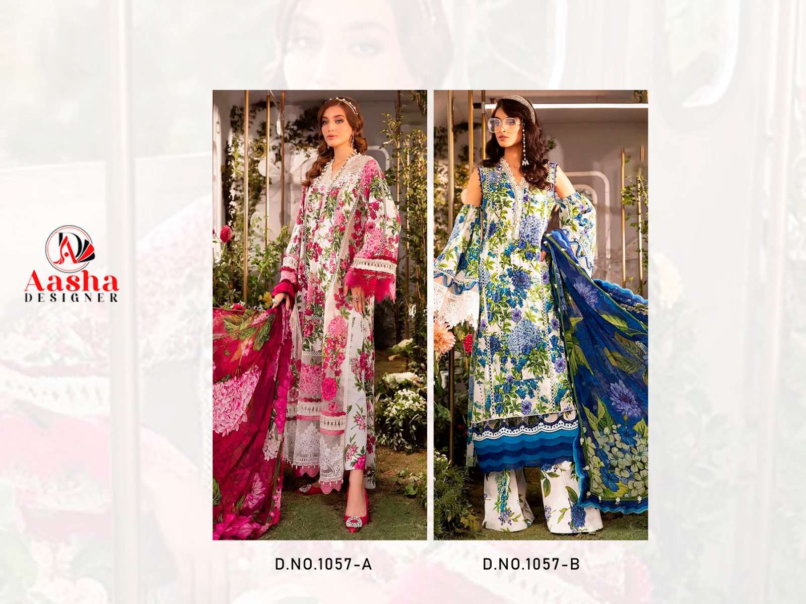 Aasha M Print Vol 9 Cotton Dupatta Pakistani Suit Wholesale catalog