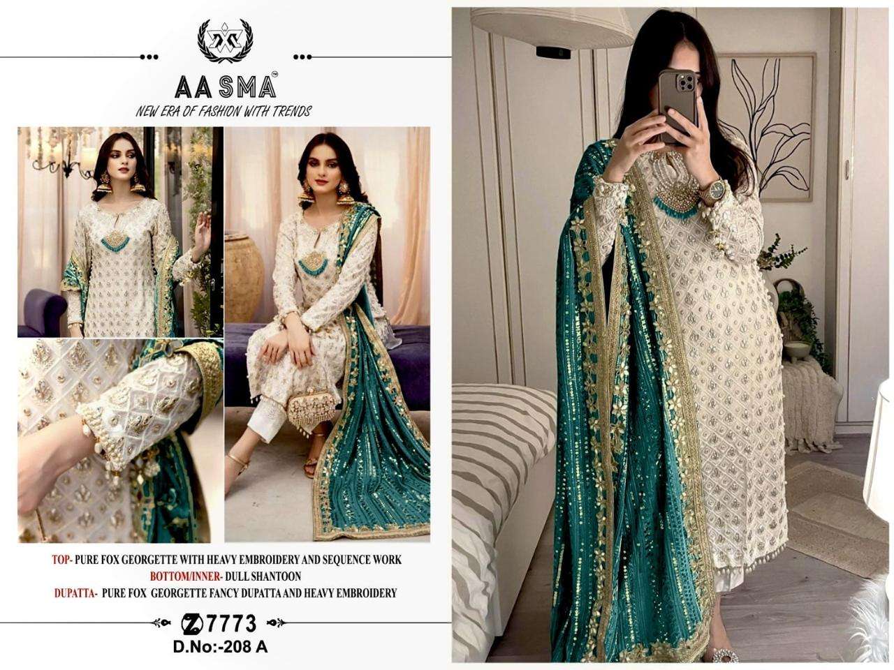 Aasma 208 A To E Hit Design Embroidery Salwar Kameez Wholesale catalog