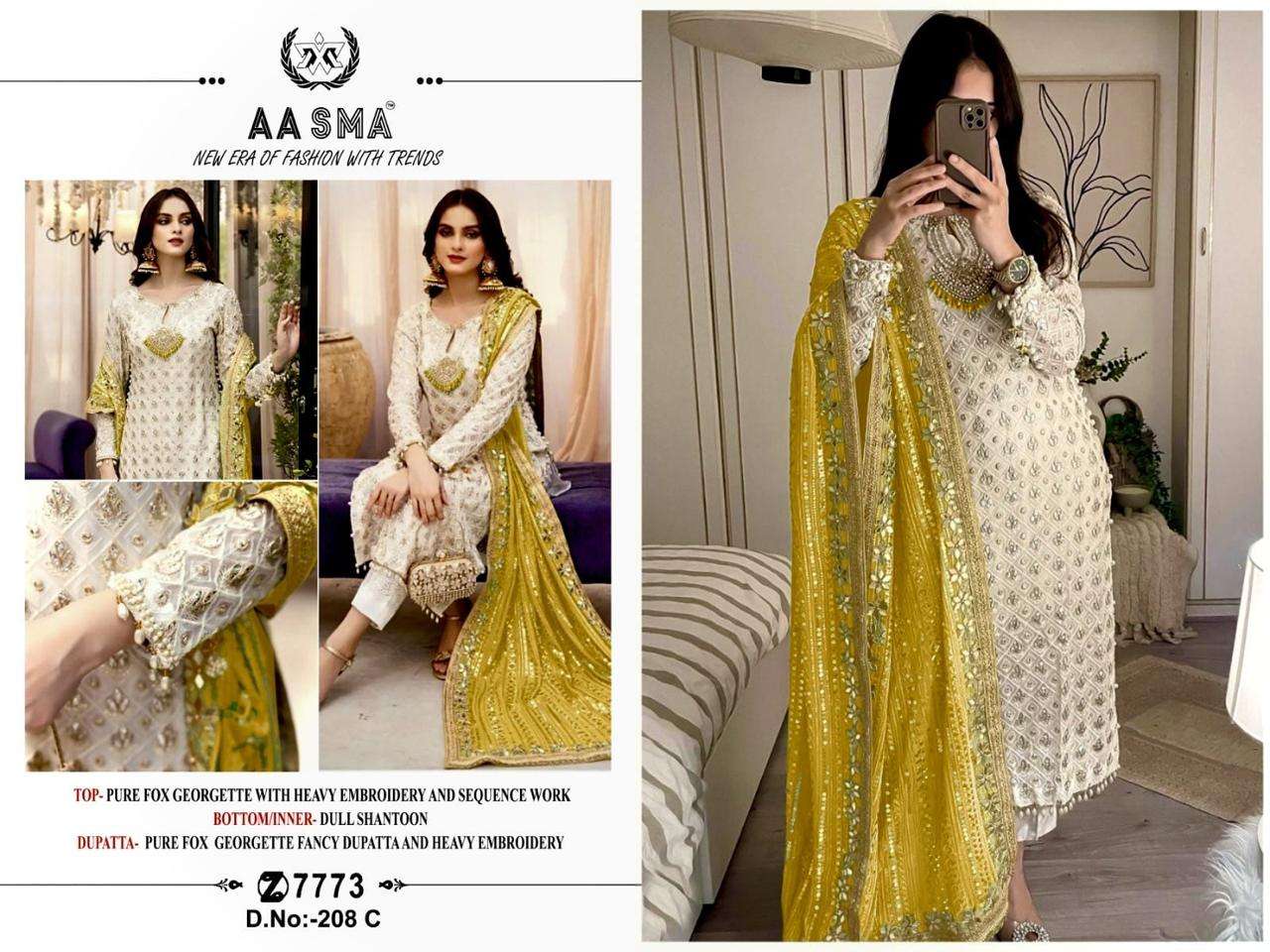 Aasma 208 A To E Hit Design Embroidery Salwar Kameez Wholesale catalog