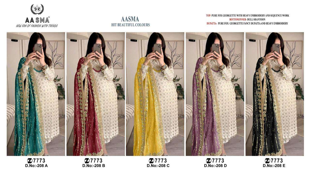 Aasma 208 A To E Hit Design Embroidery Salwar Kameez Wholesale catalog