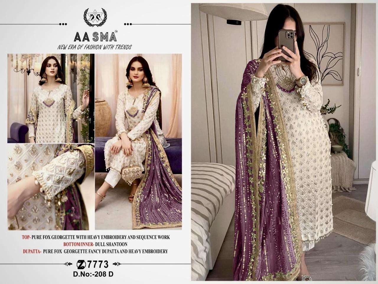 Aasma 208 A To E Hit Design Embroidery Salwar Kameez Wholesale catalog