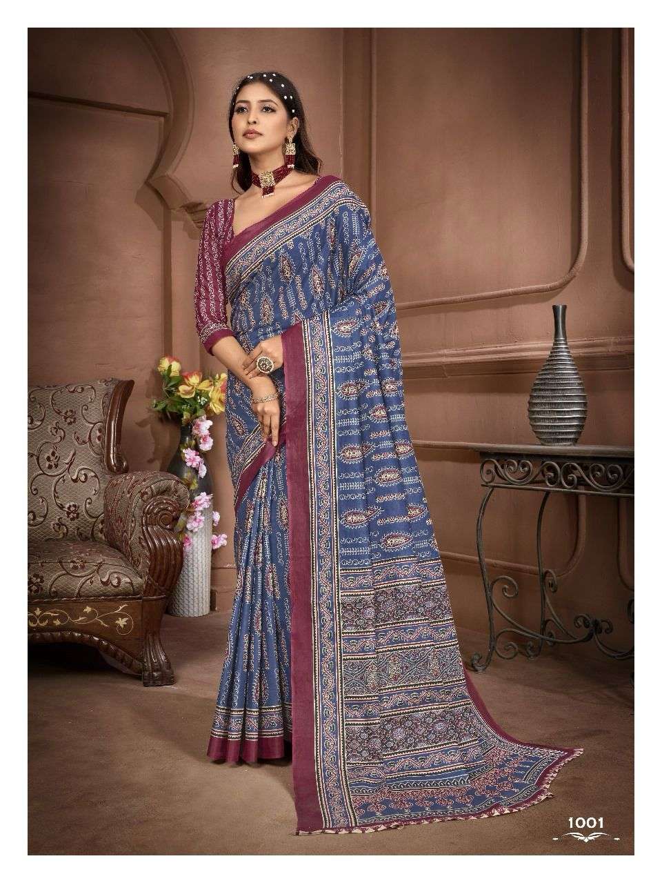 Ajarakh Block Print Cotton Sarees Wholesale Catalog