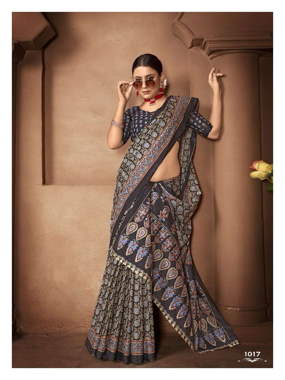 Ajarakh Block Print Cotton Sarees Wholesale Catalog