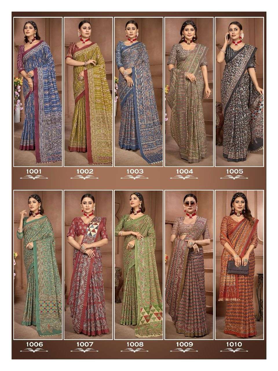 Ajarakh Block Print Cotton Sarees Wholesale Catalog