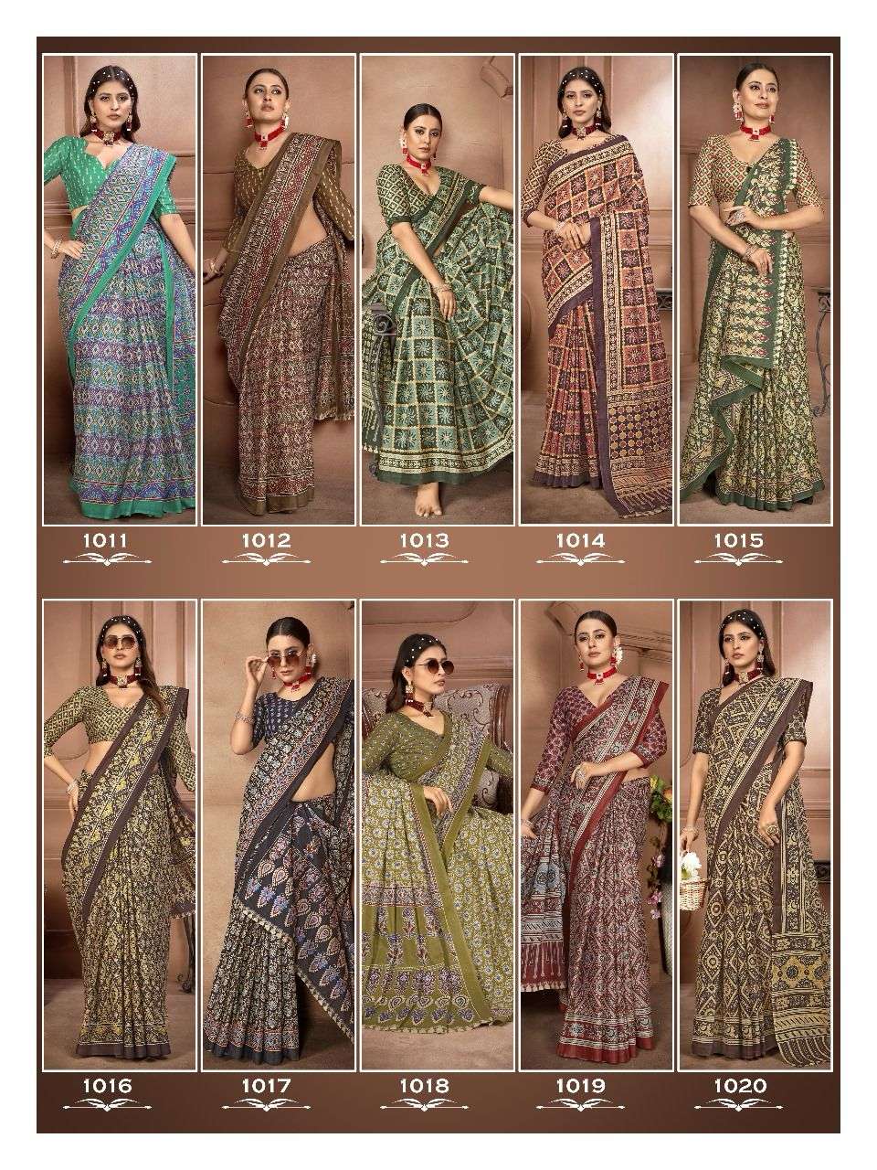 Ajarakh Block Print Cotton Sarees Wholesale Catalog