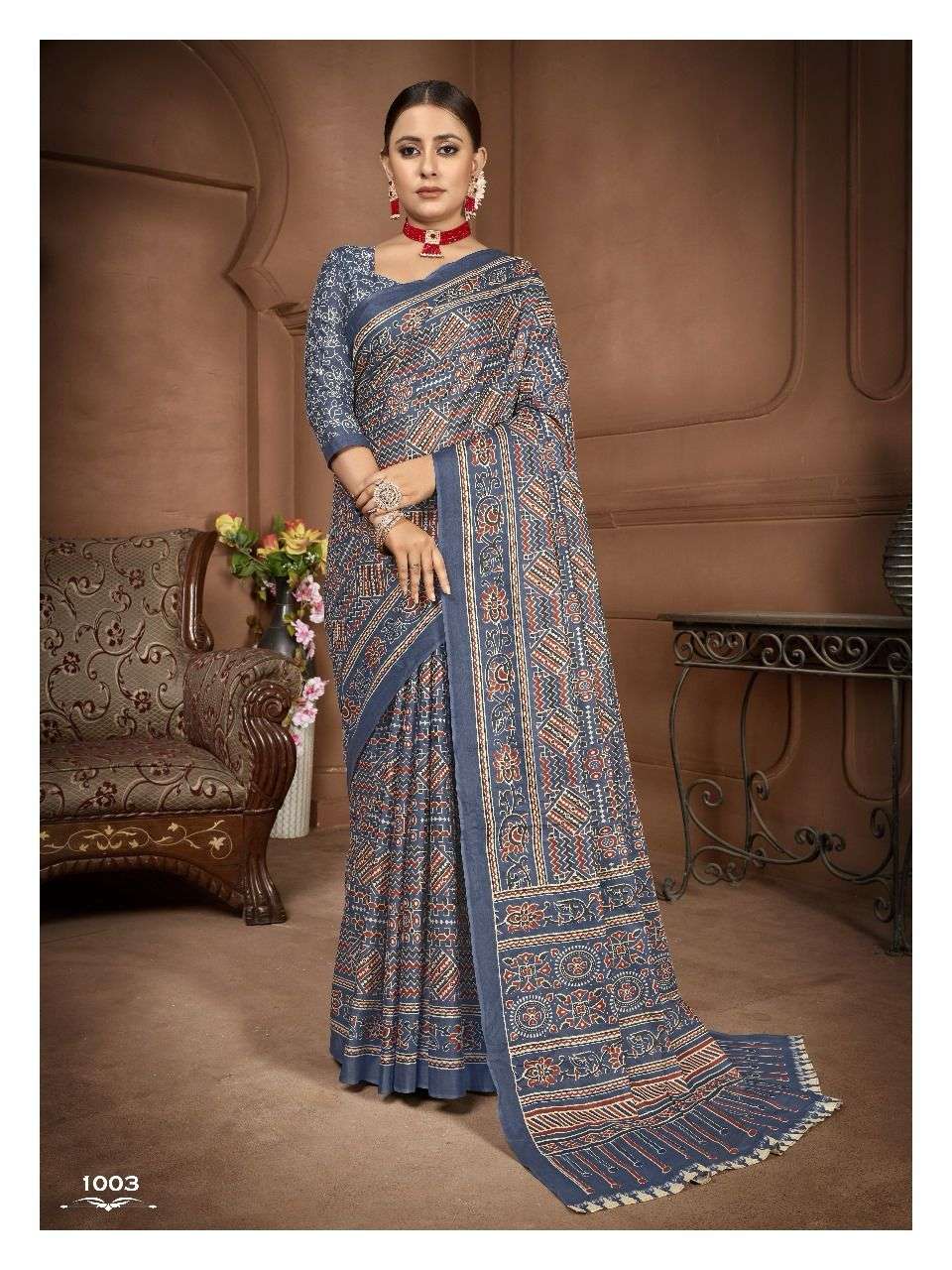 Ajarakh Block Print Cotton Sarees Wholesale Catalog