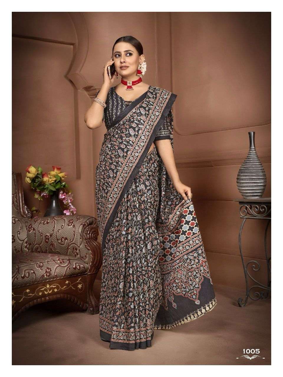 Ajarakh Block Print Cotton Sarees Wholesale Catalog