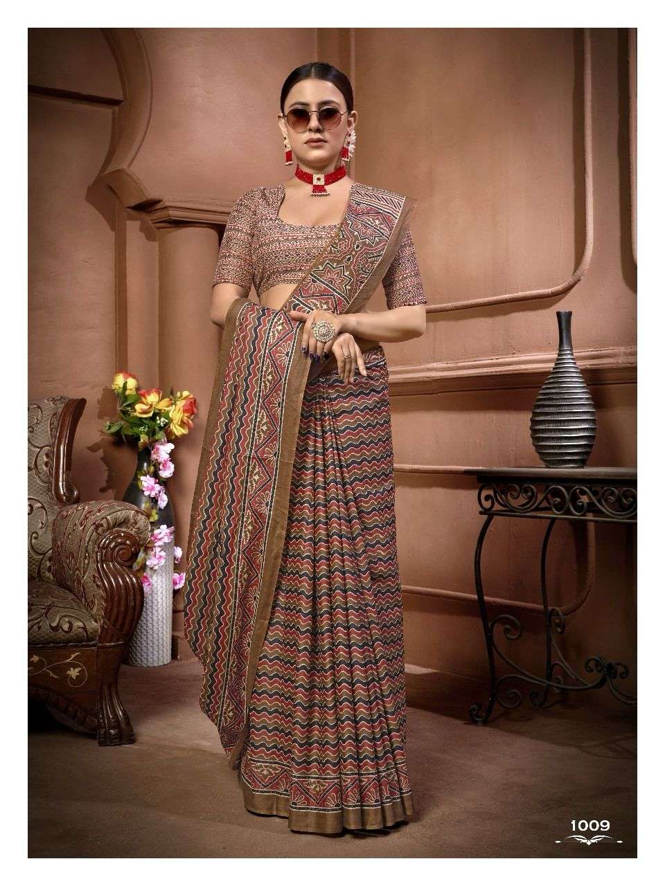 Ajarakh Block Print Cotton Sarees Wholesale Catalog