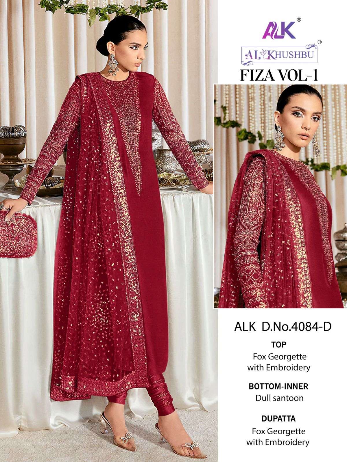 Alk Khushbu Fiza 4084 D To G Georgette Pakistani Suit Wholesale catalog
