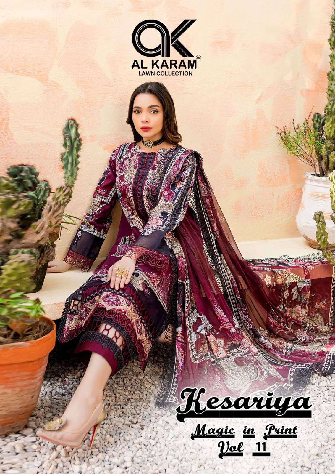 Alkaram Kesariya Vol-11- Heavy Lawn Cotton Dress Material Wholesale Catalog
