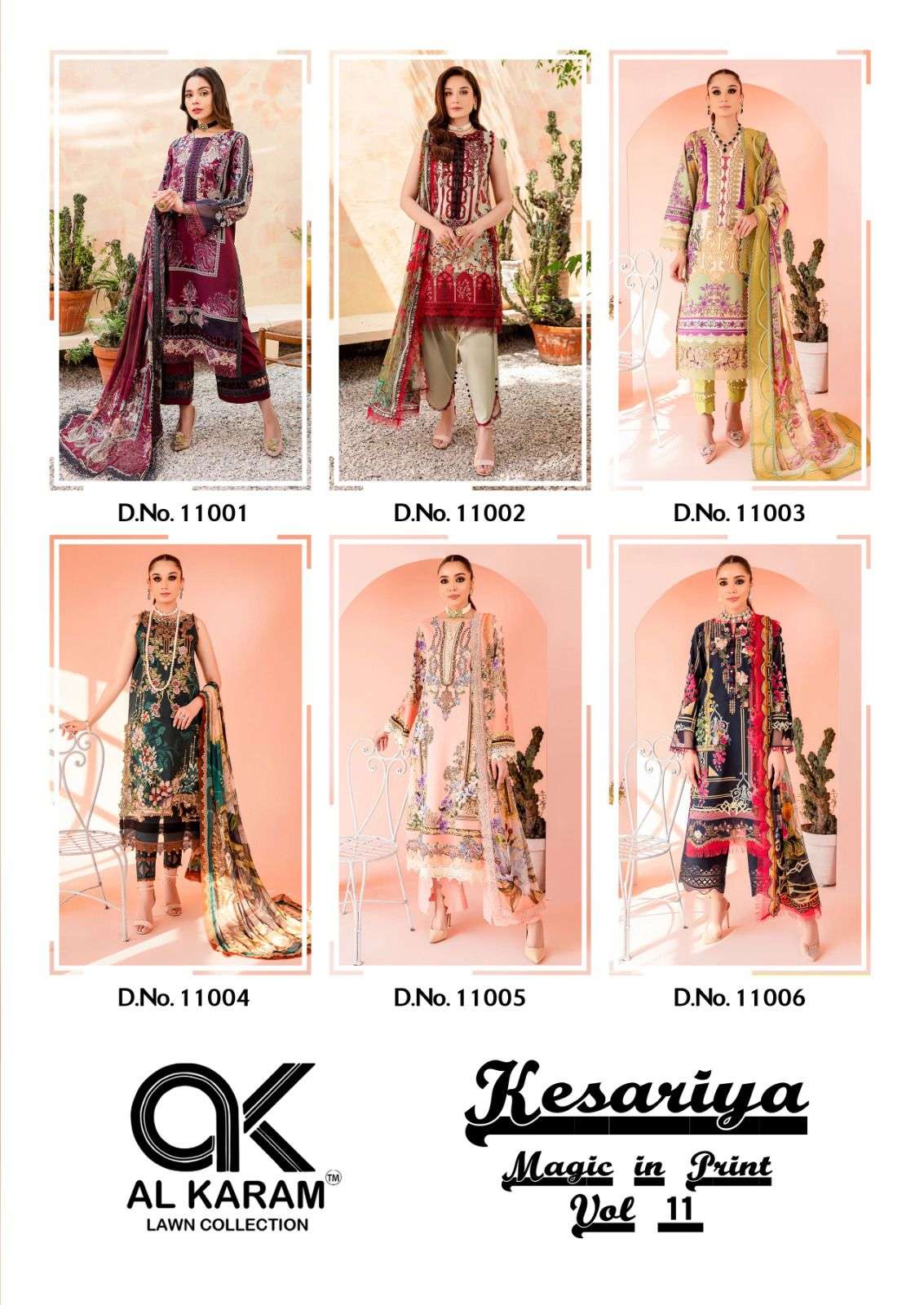 Alkaram Kesariya Vol-11- Heavy Lawn Cotton Dress Material Wholesale Catalog