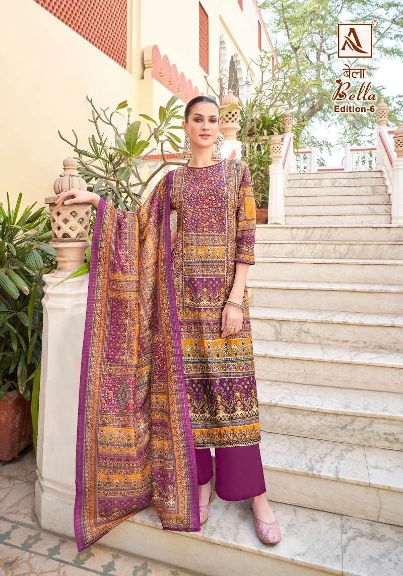 Alok Bella Edition 6 Maslin Designer Dress Material Wholesale catalog