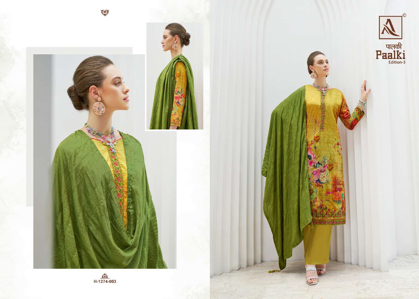 Alok Paalki Edition 3 Jacquard Digital Print Dress Material Wholesale catalog