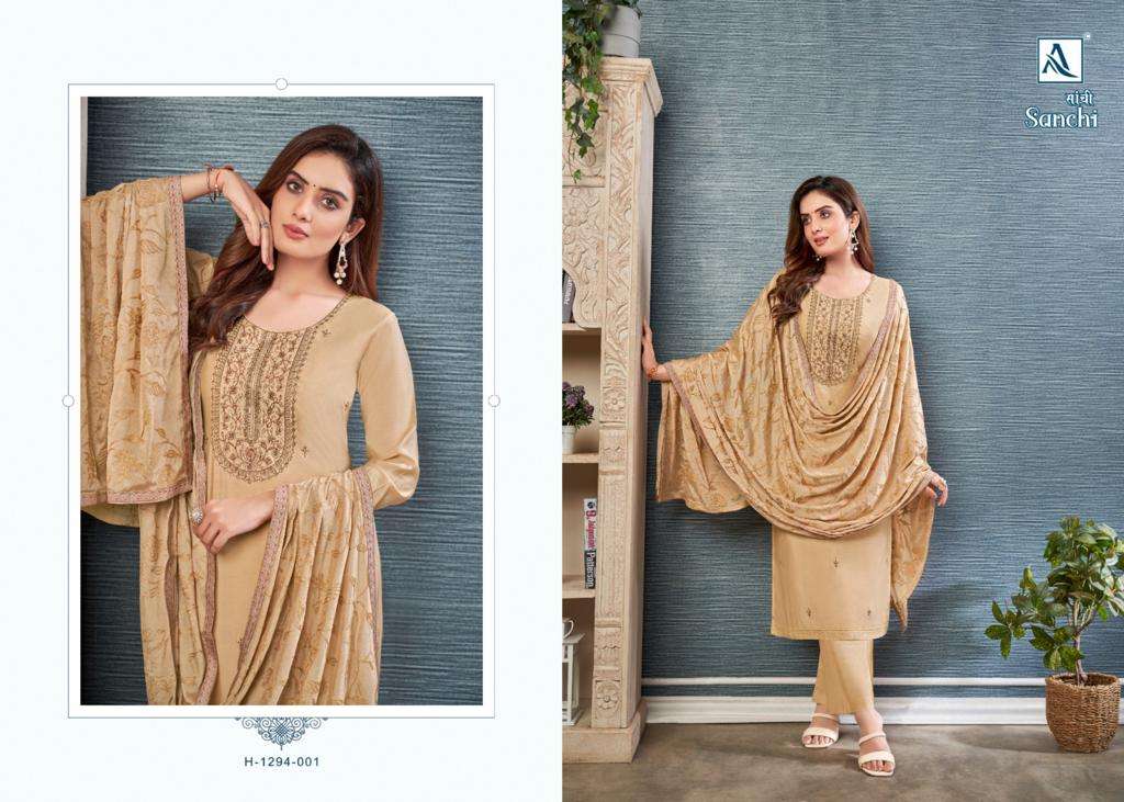 Alok Sanchi Embroidered Designer Dress Material Wholesale catalog