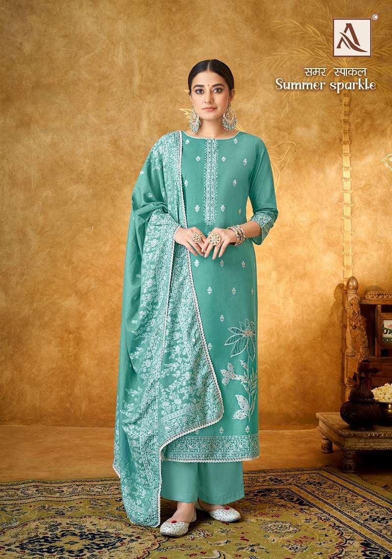 Alok Summer Sparkle Jacqurad Dress Material Wholesale catalog