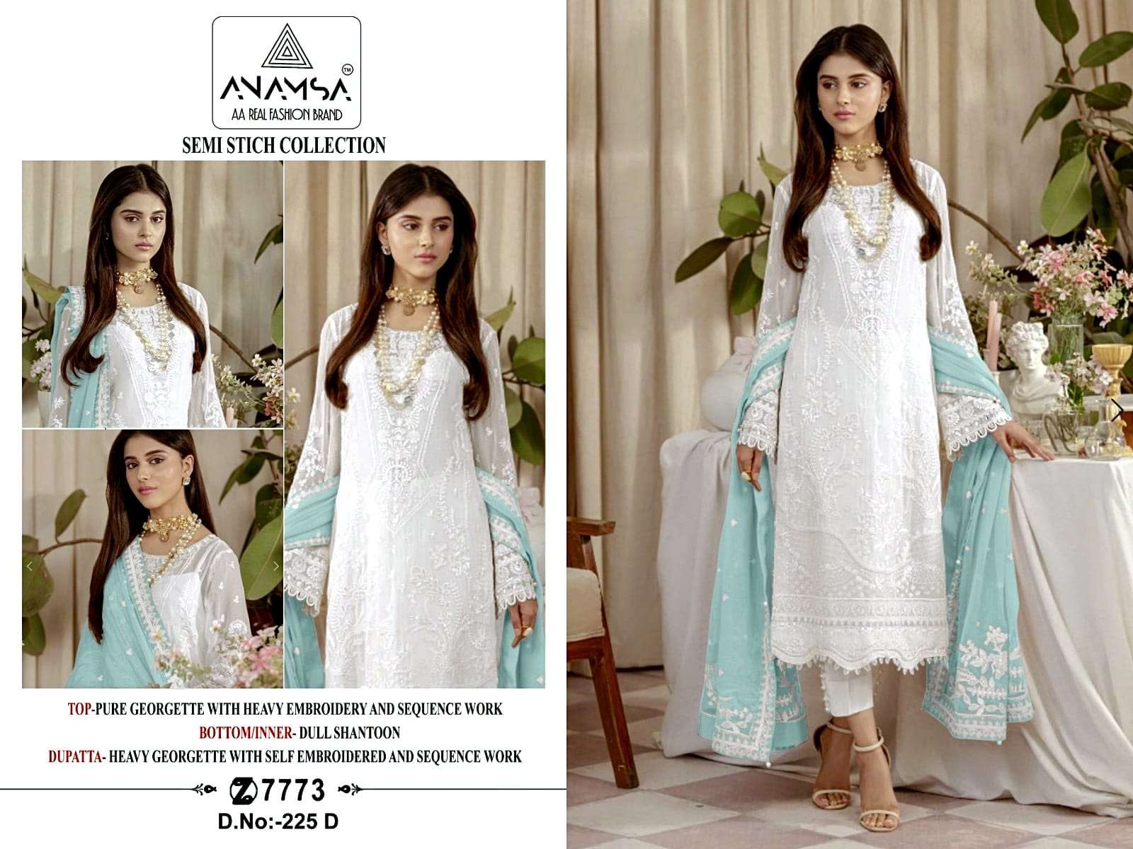 Anamsa 225 A To D Embroidered Salwar Kameez Wholesale catalog