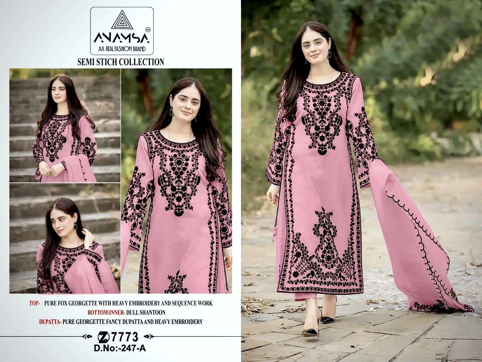 Anamsa 247 A to D Georgette Pakistani Suit Wholesale catalog