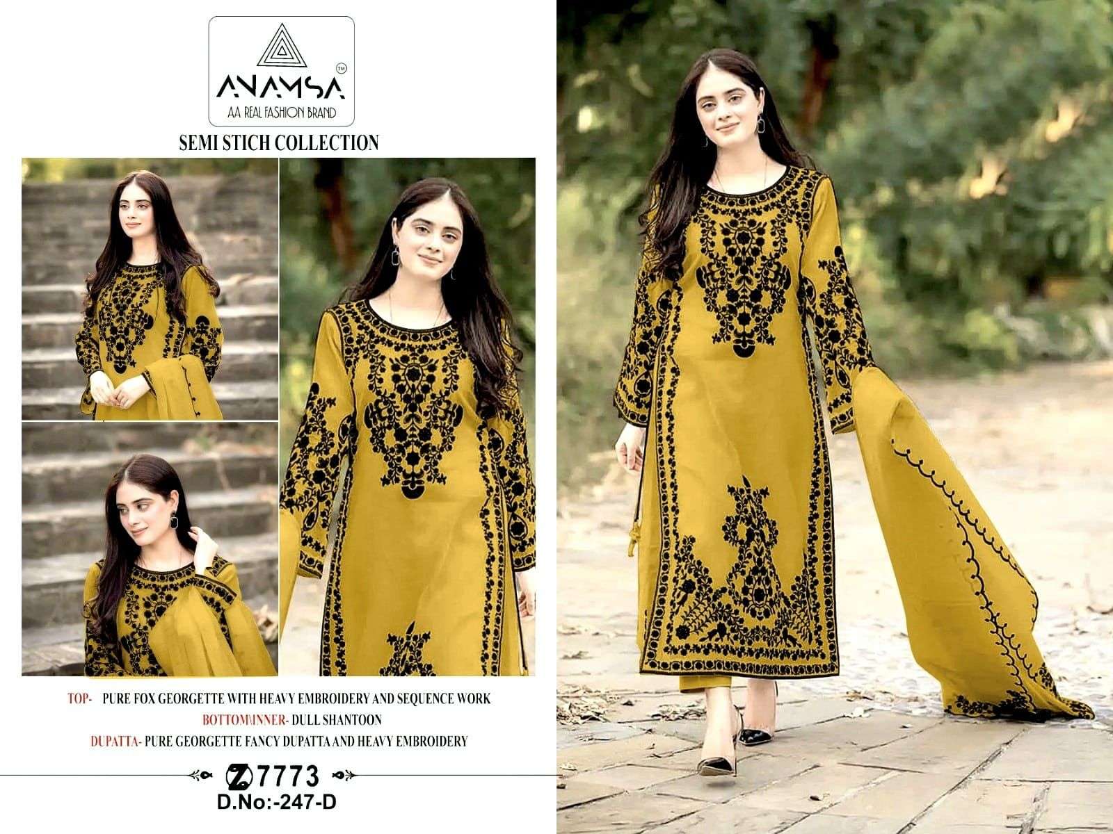 Anamsa 247 A to D Georgette Pakistani Suit Wholesale catalog