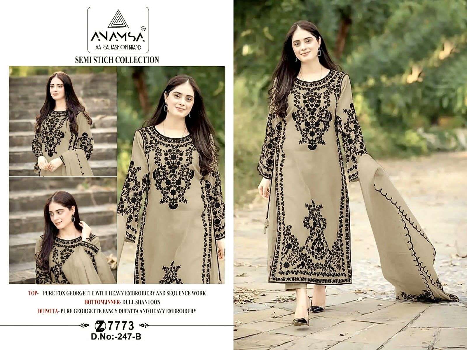 Anamsa 247 A to D Georgette Pakistani Suit Wholesale catalog