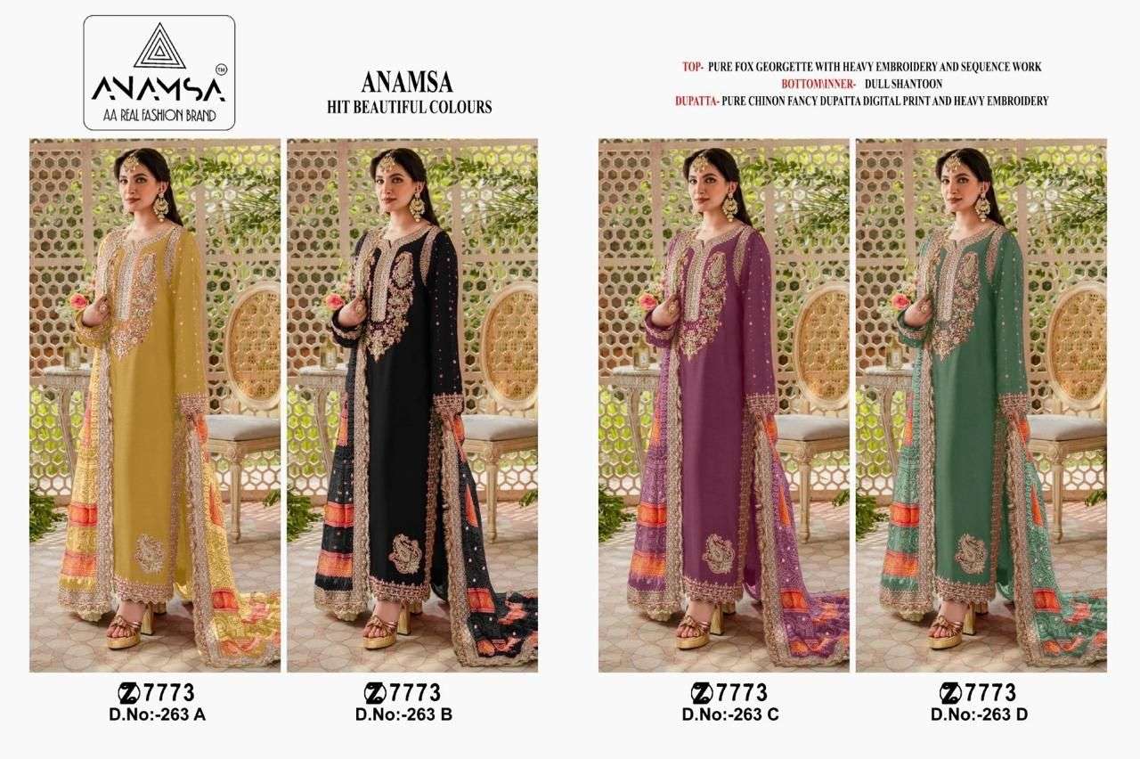 Anamsa 263 A To D Georgette Pakistani Suits Wholesale catalog 