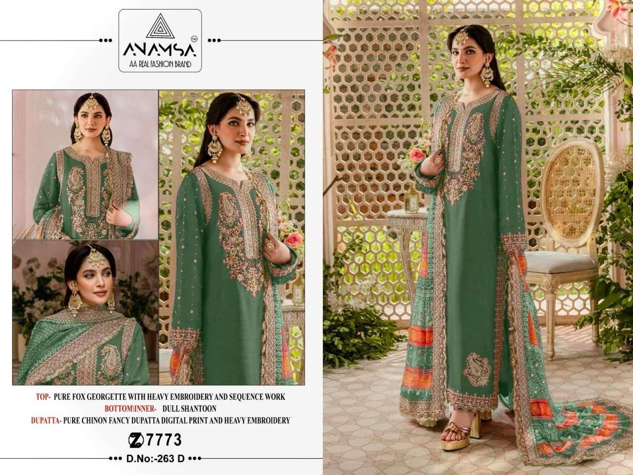 Anamsa 263 A To D Georgette Pakistani Suits Wholesale catalog 