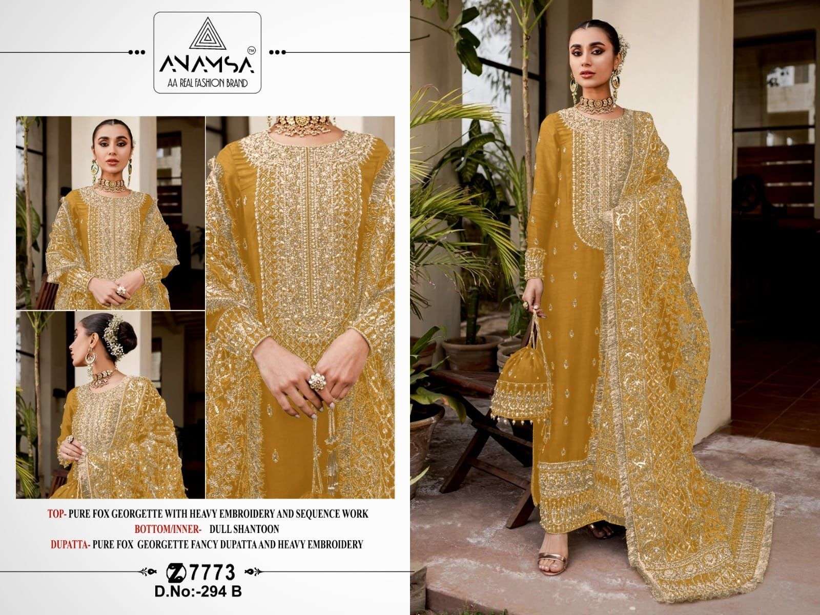 Anamsa 294 A To D Hits Georgette Salwar Kameez Wholesale catalog
