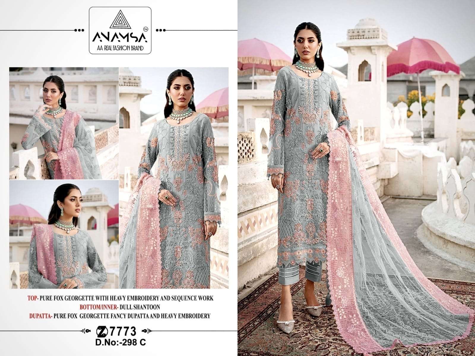 Anamsa 298 A To D Hits Georgette Salwar Kameez Wholesale catalog