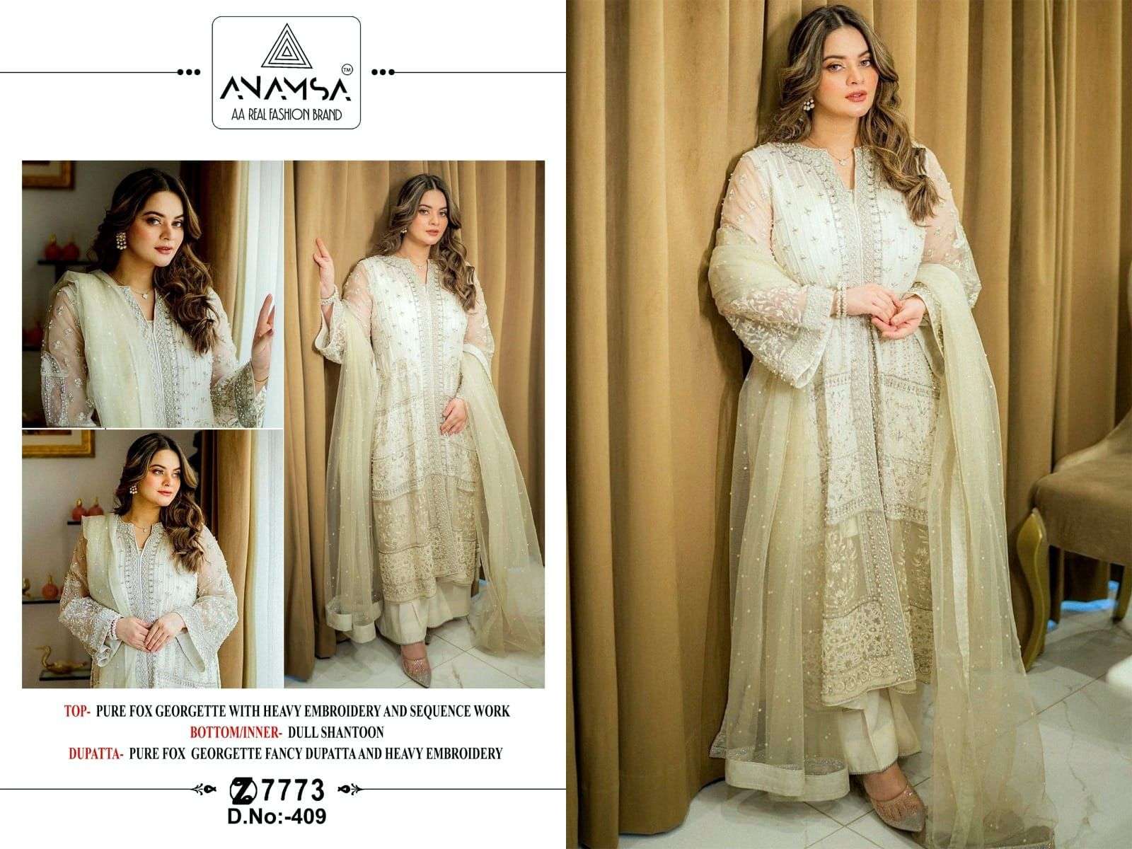 Anamsa 409 Embroidery Salwar Kameez Wholesale catalog