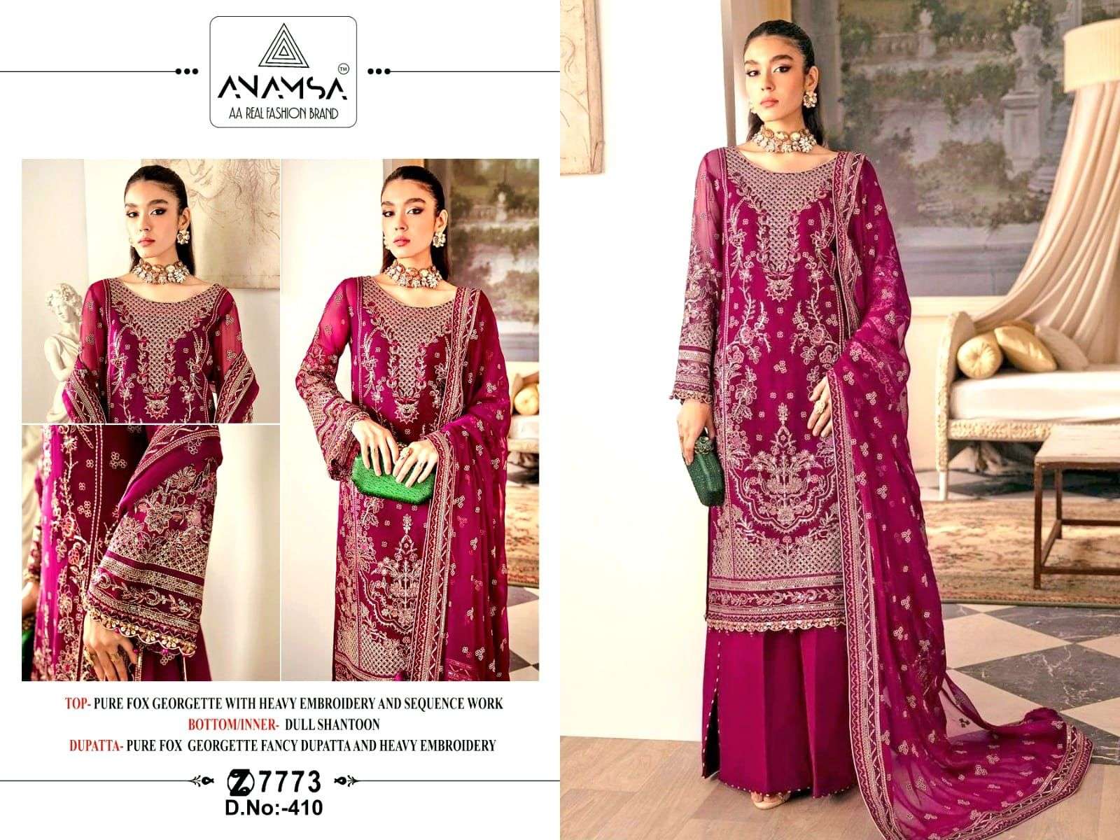 Anamsa 410 Georgette Pakistani Salwar Kameez Wholesale catalog