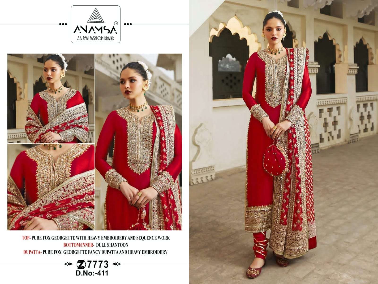Anamsa 411 Fancy Salwar Suit Wholesale catalog