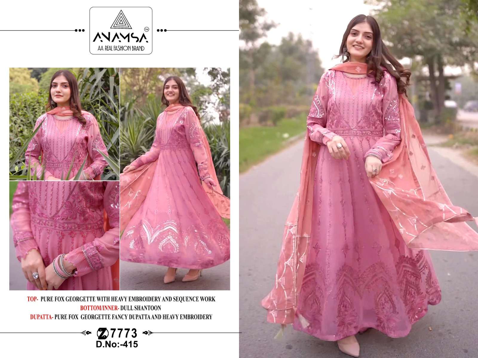 Anamsa 415 Georgette Sequence Work Salwar Suit Wholesale catalog