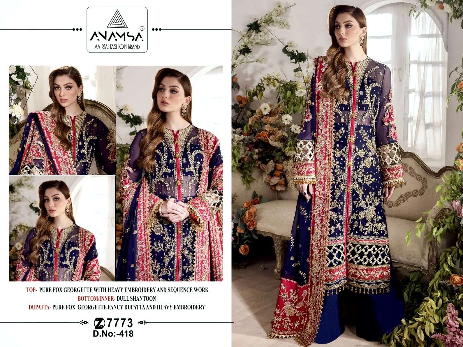 Anamsa 418 Georgette Pakistani Salwar Kameez Wholesale catalog
