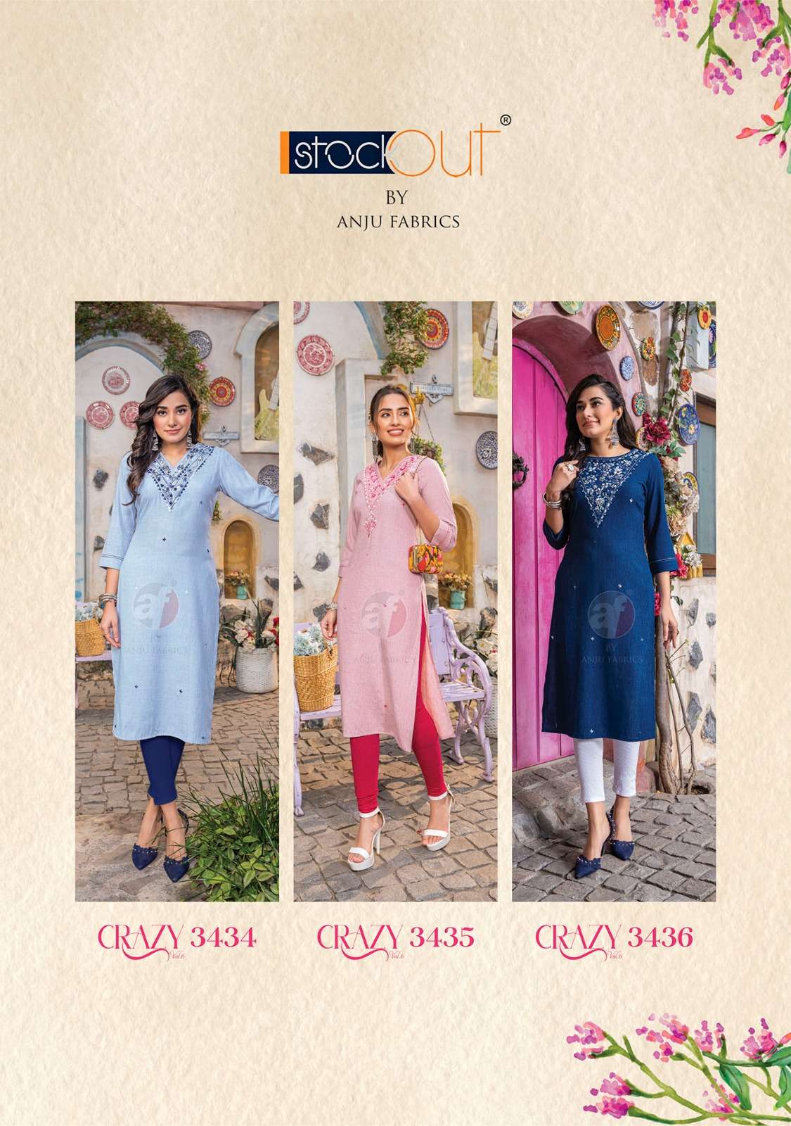 Anju Fabrics Crazy vol -6 Kurti Wholesale catalog
