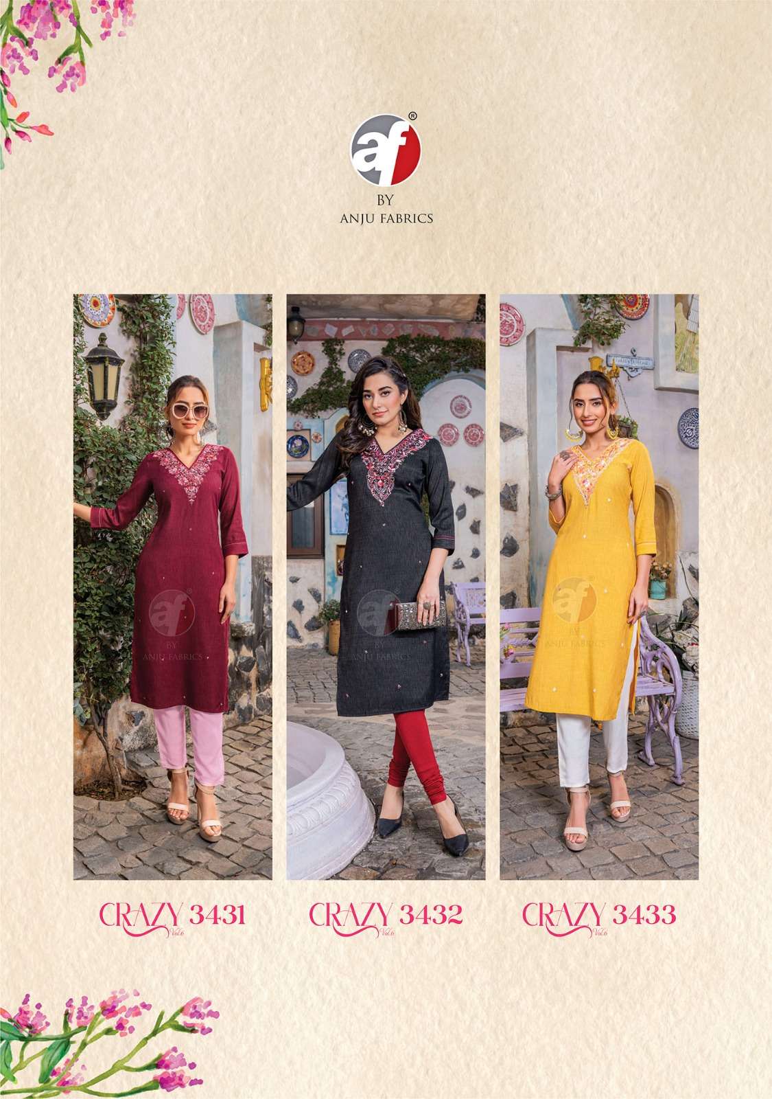 Anju Fabrics Crazy vol -6 Kurti Wholesale catalog