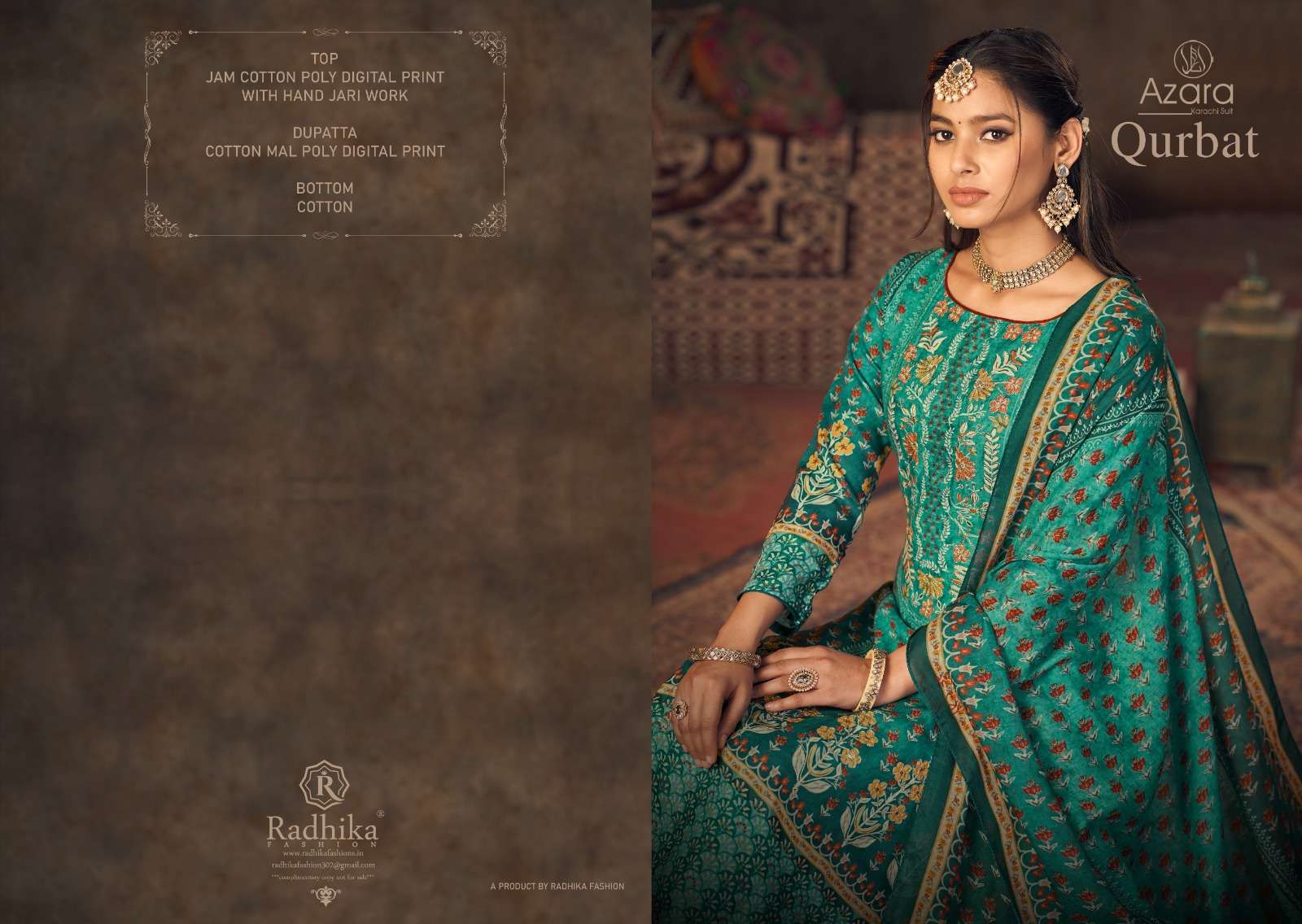 Azara QURBAT Jam cotton Dress Materials Wholesale catalog