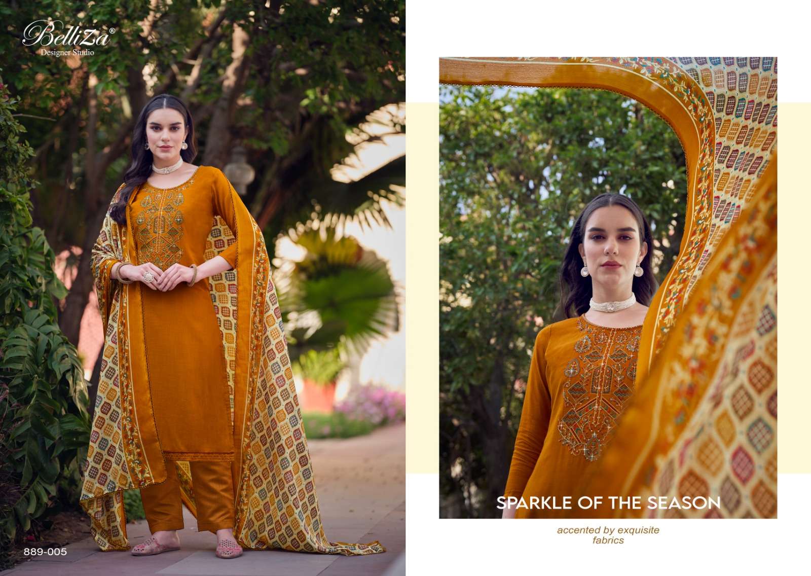 Belliza Lovina Vol 3 Rayon Embroidred Dress Material Wholesale catalog