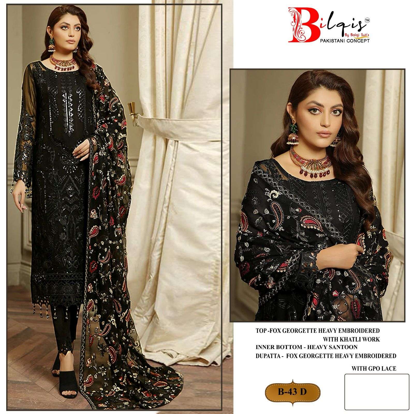 Bilqis B 43 A To D Georgette Salwar Kameez Wholesale catalog