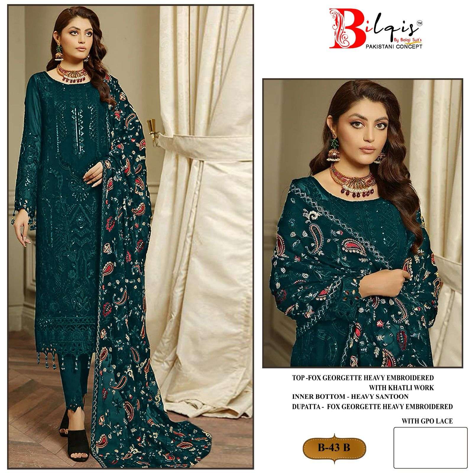 Bilqis B 43 A To D Georgette Salwar Kameez Wholesale catalog