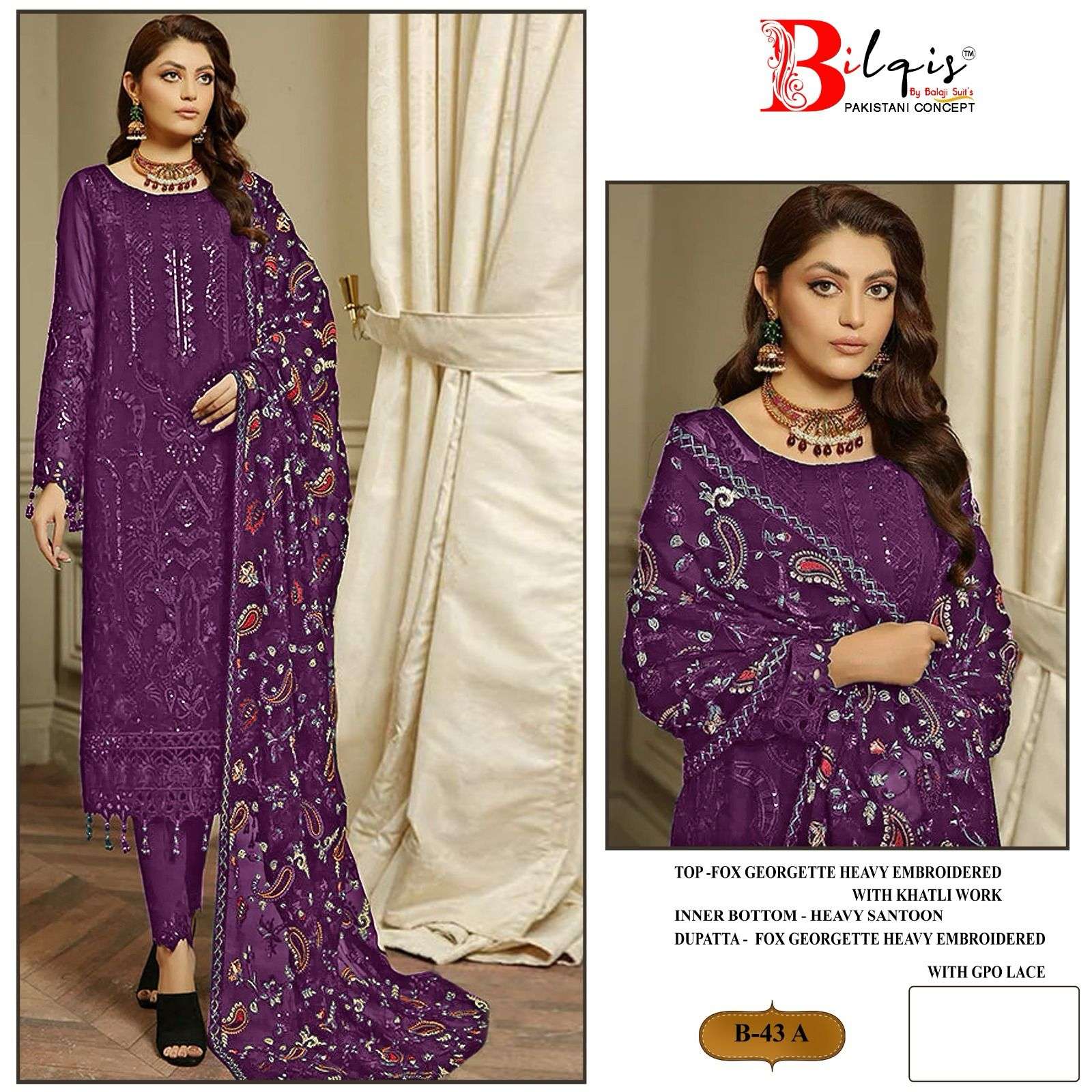 Bilqis B 43 A To D Georgette Salwar Kameez Wholesale catalog