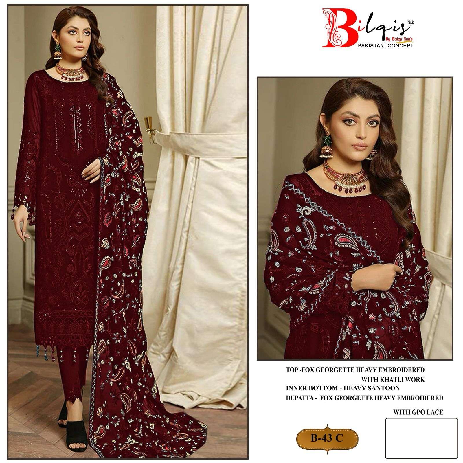 Bilqis B 43 A To D Georgette Salwar Kameez Wholesale catalog