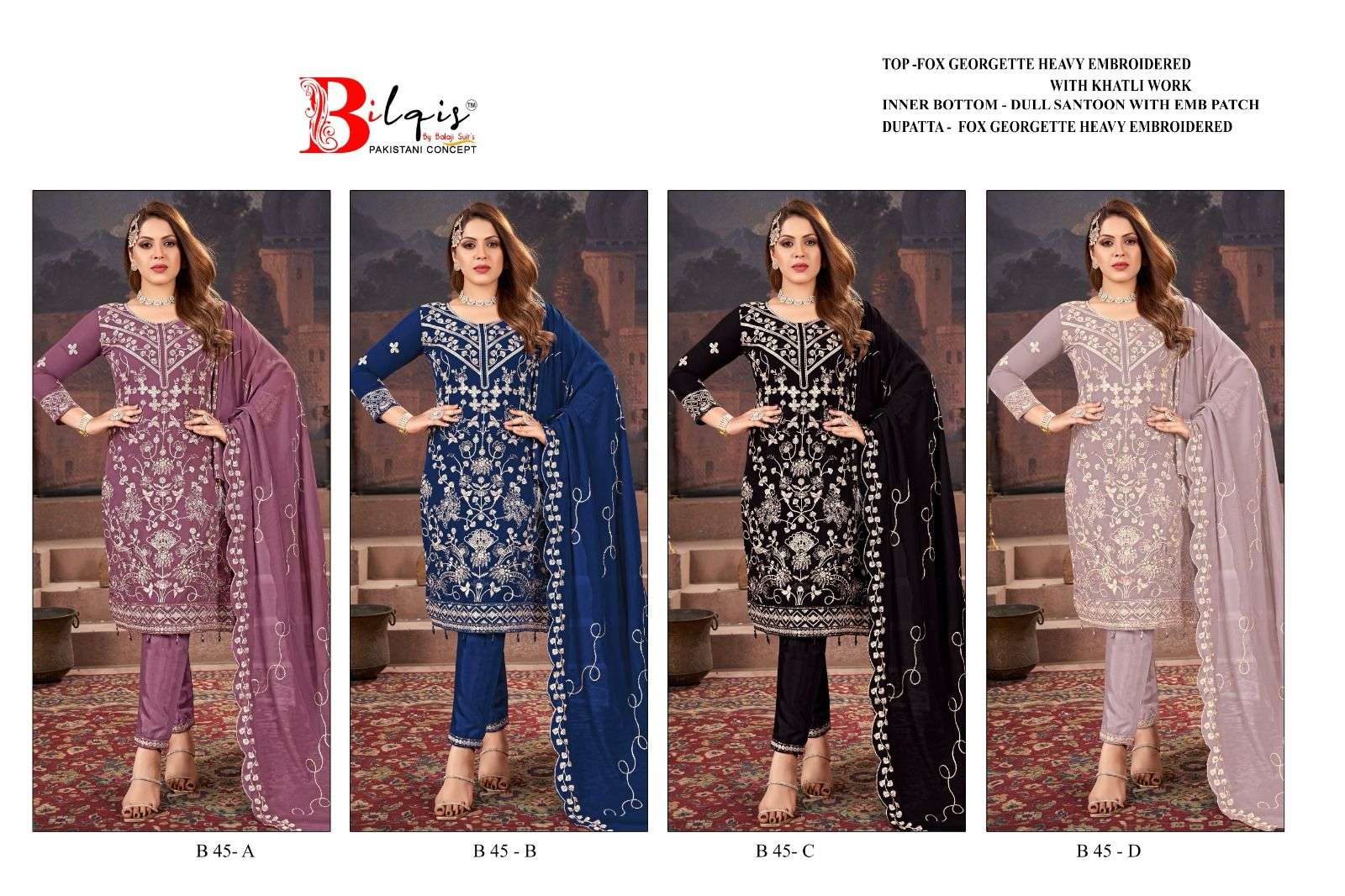 Bilqis B 45 A To D Georgette Salwar Kameez Wholesale catalog