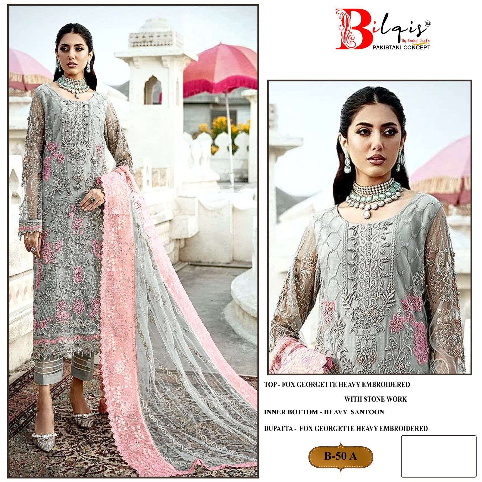 Bilqis B 50 A To D Georgette Salwar Kameez Wholesale catalog