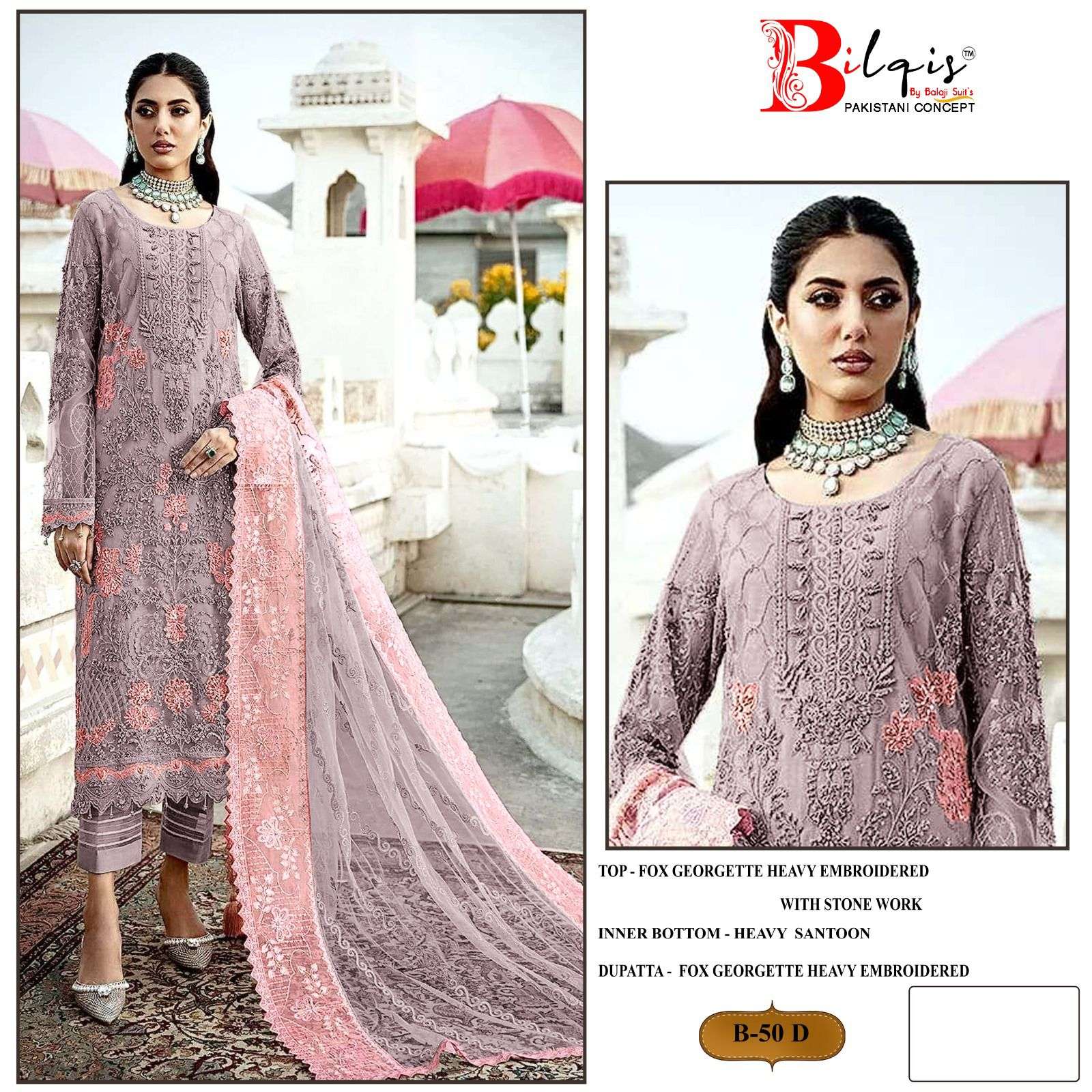 Bilqis B 50 A To D Georgette Salwar Kameez Wholesale catalog