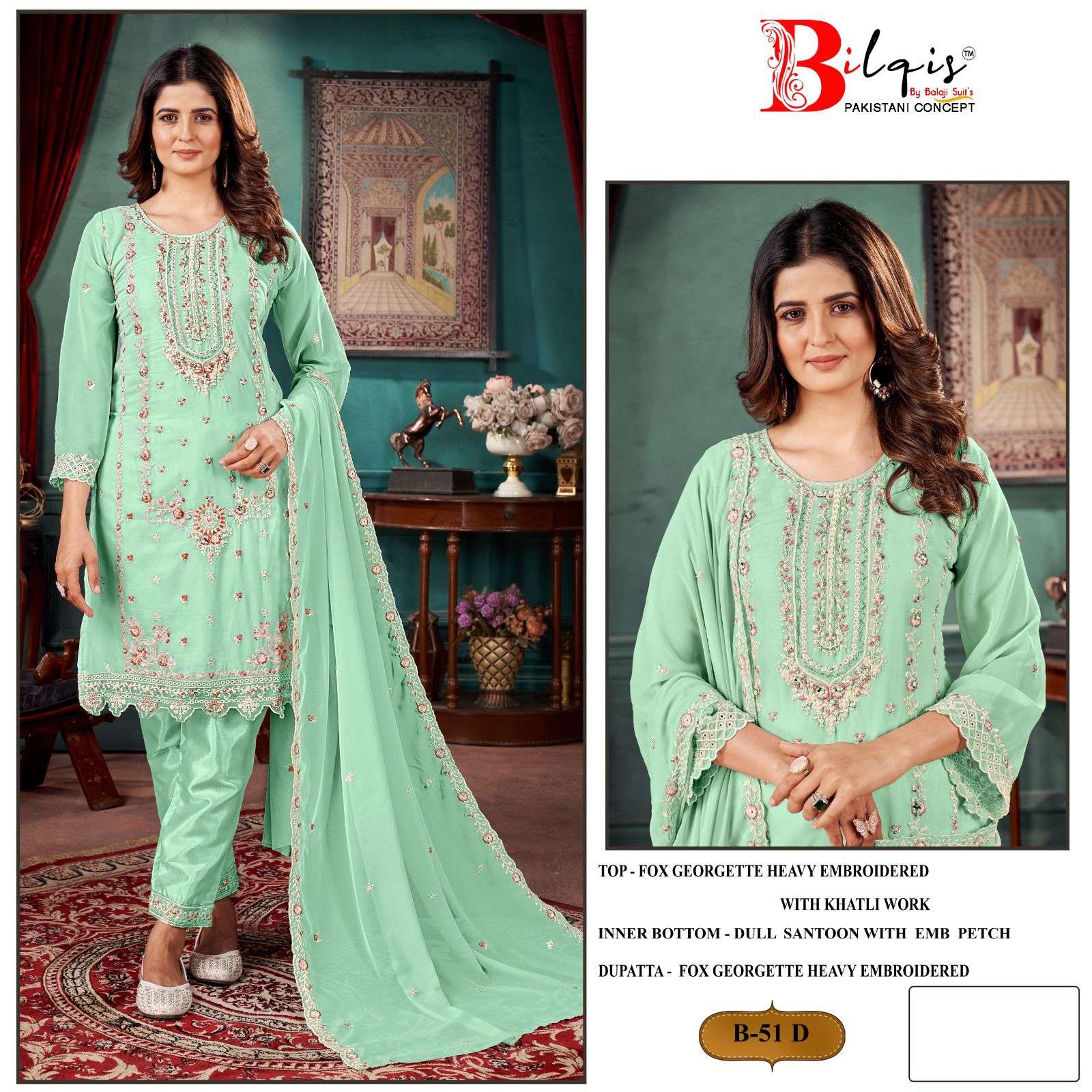 Bilqis B 51 A To D Georgette Salwar Kameez Wholesale catalog
