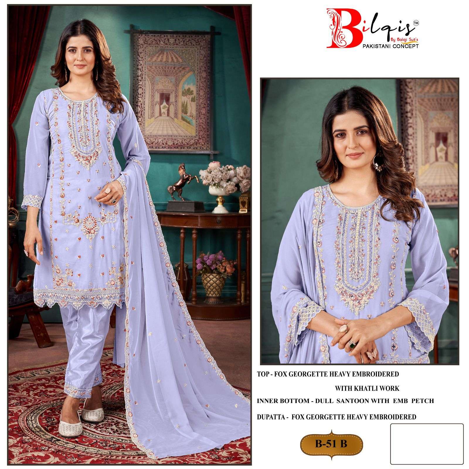 Bilqis B 51 A To D Georgette Salwar Kameez Wholesale catalog