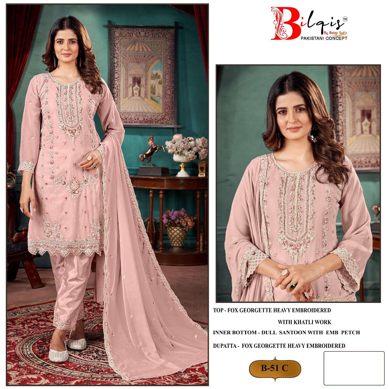 Bilqis B 51 A To D Georgette Salwar Kameez Wholesale catalog