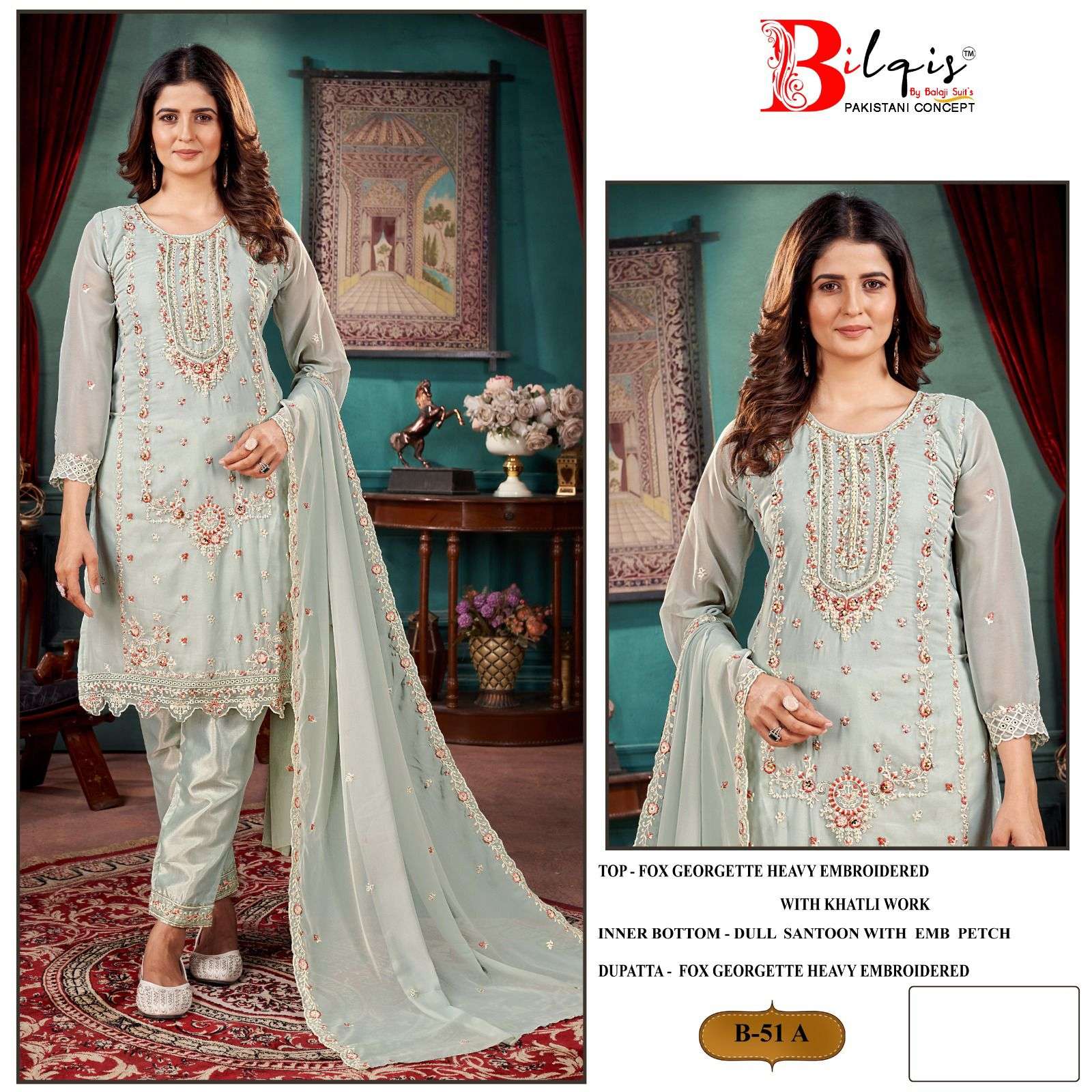 Bilqis B 51 A To D Georgette Salwar Kameez Wholesale catalog