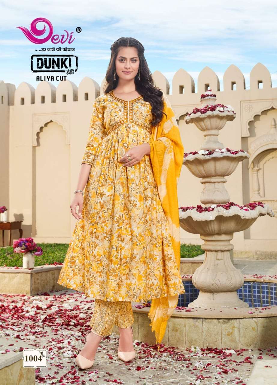 Devi Dunki Vol-1 – Aliya Cut Kurti Pant With Dupatta Wholesale Catalog